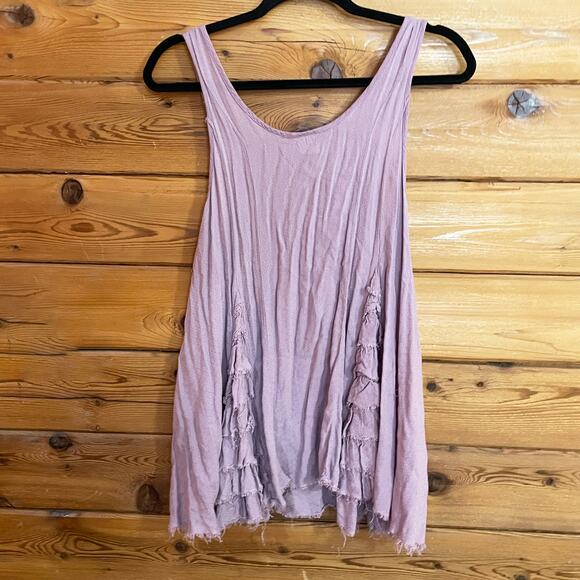 Free People Intimately Purple Ruffled Up Boho Tank Top XS - Picture 3 of 7